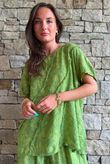 Lalli Damask Asymmetric Panel Top Olive